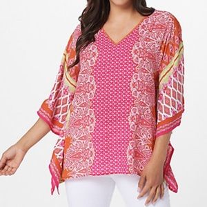 Belle by Kim Gravel bandana print v-neck poncho